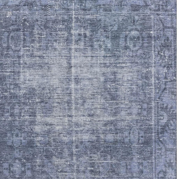 HomeRoots 9' X 12' Navy Blue & Silver Oriental Area Rug – Durable, Stain Resistant, UV Protected for Homes 691955