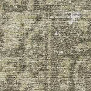 HomeRoots 5' Stylish Olive Green & Silver Oriental Washable Area Rug with UV Protection for Busy Homes 691958