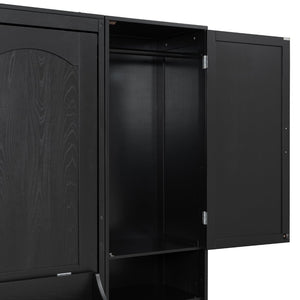 English Elm Queen Murphy Fold Down Wall Bed with Wardrobe Drawers and Shelves for Guest Rooms LP000909AAB