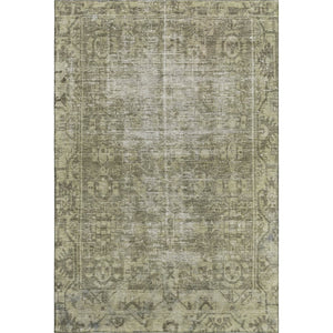 HomeRoots 8' Olive Green & Silver Oriental Area Rug - Washable, UV-Protected, Stain-Resistant, Durable Design 691960