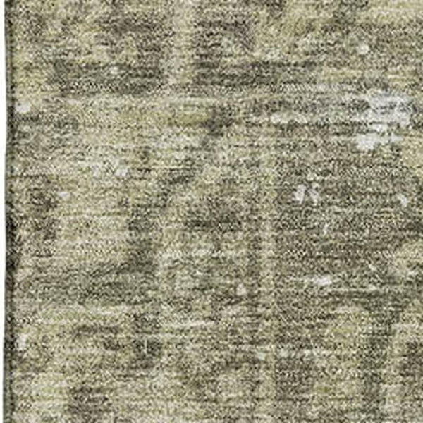 HomeRoots 8' Olive Green & Silver Oriental Area Rug - Washable, UV-Protected, Stain-Resistant, Durable Design 691960