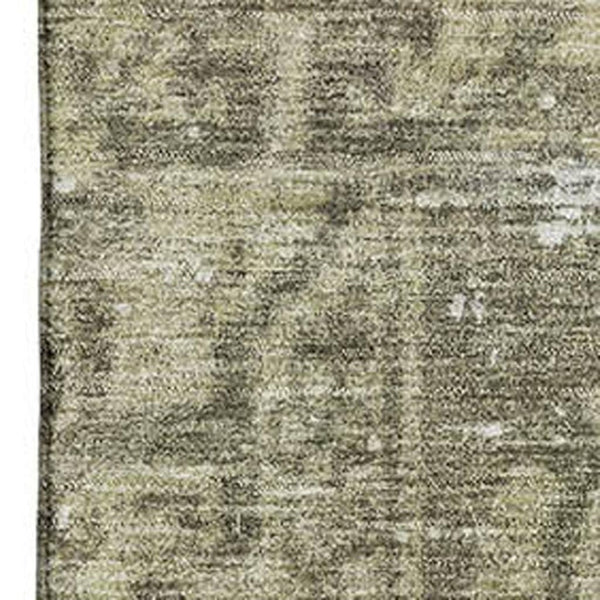 HomeRoots 10' Olive Green & Silver Oriental Area Rug - Washable, UV-Protected, Durable for High-Traffic Areas 691962
