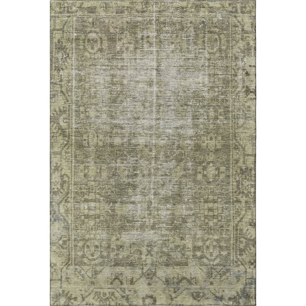 HomeRoots 10' Olive Green & Silver Oriental Area Rug - Washable, UV-Protected, Durable for High-Traffic Areas 691962