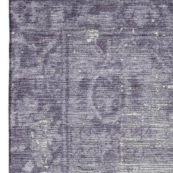 HomeRoots 10' X 14' Purple & Silver Oriental Area Rug - Washable, UV-Protected, Stain Resistant for High-Traffic Spaces 691968