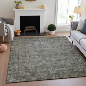HomeRoots 5' X 8' Taupe & Beige Oriental Area Rug - Durable, Washable, UV-Protected for Timeless Elegance 691970