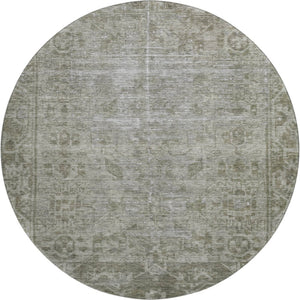 HomeRoots 8' X 8' Taupe and Beige Oriental Round Rug - Stylish, Washable, UV-Protected for Family Living Spaces 691971
