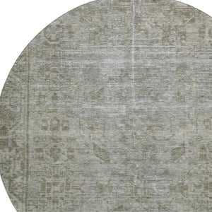 HomeRoots 8' X 8' Taupe and Beige Oriental Round Rug - Stylish, Washable, UV-Protected for Family Living Spaces 691971