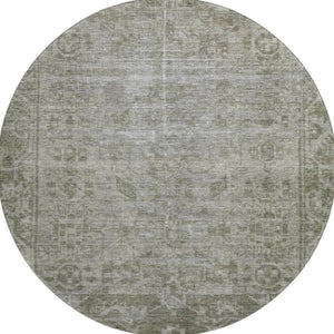 HomeRoots 8' X 8' Taupe and Beige Oriental Round Rug - Stylish, Washable, UV-Protected for Family Living Spaces 691971