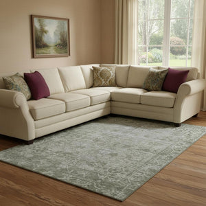 HomeRoots 8' Elegant Taupe and Beige Washable Oriental Area Rug with UV Protection for High-Traffic Homes 691972