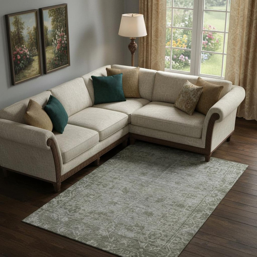 HomeRoots 9' X 12' Taupe and Beige Oriental Area Rug - Stain Resistant, UV Protected, Stylish & Durable Design 691973