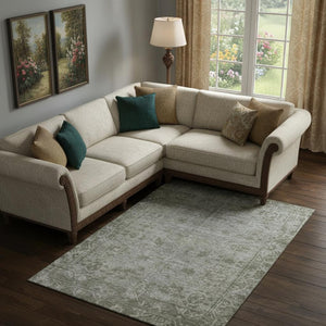 HomeRoots 9' X 12' Taupe and Beige Oriental Area Rug - Stain Resistant, UV Protected, Stylish & Durable Design 691973