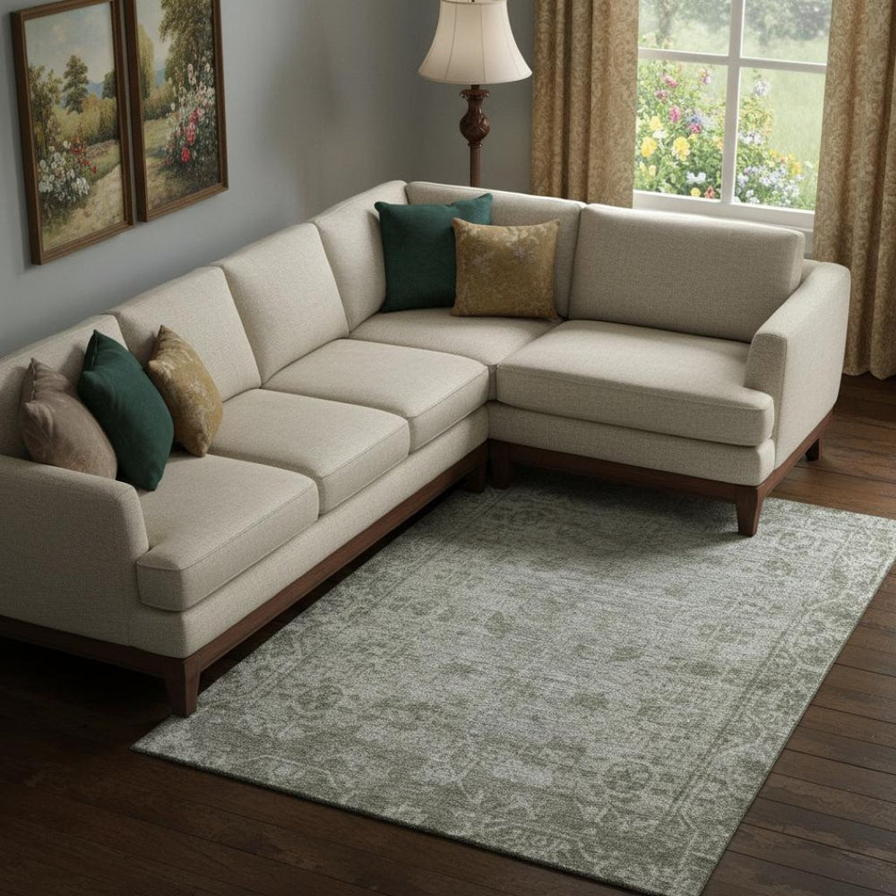 HomeRoots 10' X 14' Taupe and Beige Oriental Washable Area Rug - UV Protected, Stain-Resistant, Durable Comfort 691974