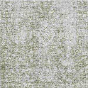 HomeRoots 5' X 8' Artichoke Green & Ivory Oriental Area Rug - Washable, Stain-Resistant, UV Protected Elegance 691976