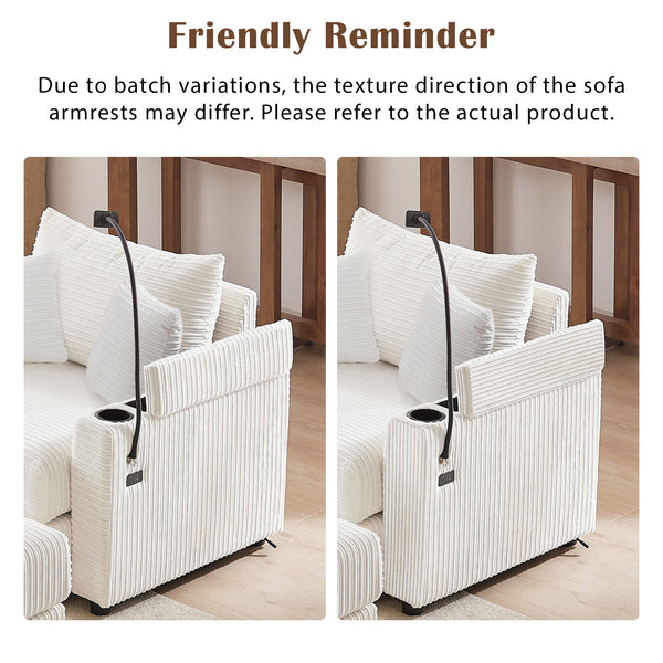 English Elm 41.7" Modern Single Sofa Couch With Movable Ottoman, Usb Ports, Hidden Storage & Cup Holders In Beige N719S001841A