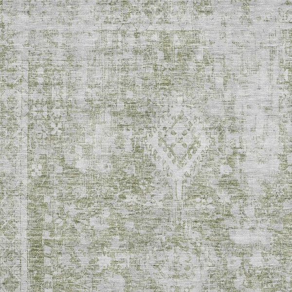 HomeRoots 8' Artichoke Green & Ivory Oriental Rug - UV Protected, Washable, Family-Friendly Design for Any Room 691978