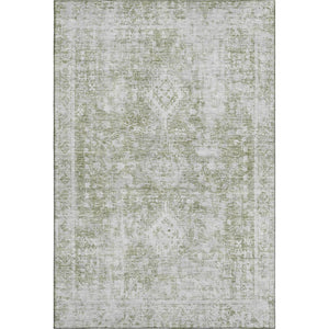 HomeRoots 9' X 12' Artichoke Green & Ivory Oriental Washable Rug with UV Protection for High-Traffic Homes 691979