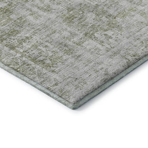 HomeRoots 10' Artichoke Green & Ivory Oriental Area Rug - Washable, UV Protected, Stain-Resistant Elegance! 691980