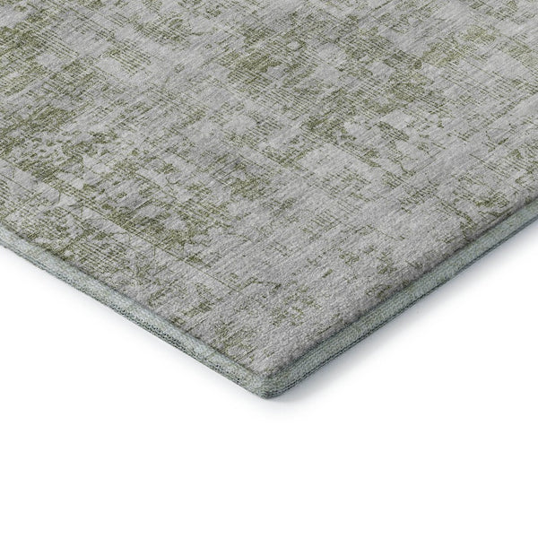 HomeRoots 10' Artichoke Green & Ivory Oriental Area Rug - Washable, UV Protected, Stain-Resistant Elegance! 691980