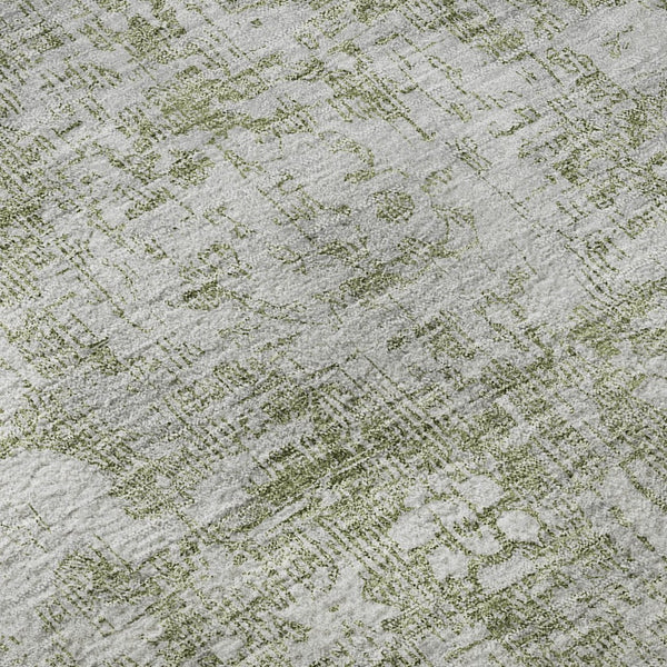HomeRoots 10' Artichoke Green & Ivory Oriental Area Rug - Washable, UV Protected, Stain-Resistant Elegance! 691980