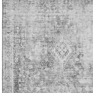HomeRoots 8' Charcoal & Silver Washable Area Rug - Durable, Stylish, UV-Protected, Perfect for Homes with Kids & Pets 691984
