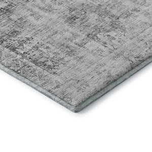 HomeRoots 9' X 12' Charcoal Silver Oriental Area Rug – Washable, UV Protected, Stain Resistant for Busy Homes 691985