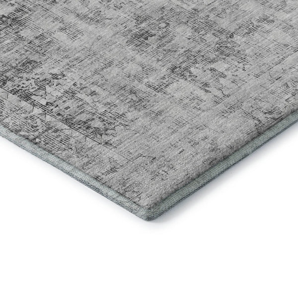 HomeRoots 9' X 12' Charcoal Silver Oriental Area Rug – Washable, UV Protected, Stain Resistant for Busy Homes 691985