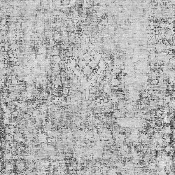 HomeRoots 9' X 12' Charcoal Silver Oriental Area Rug – Washable, UV Protected, Stain Resistant for Busy Homes 691985