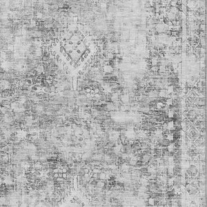 HomeRoots 10' X 14' Charcoal & Silver Oriental Area Rug - Stylish, Washable, UV Protection, Stain Resistant! 691986