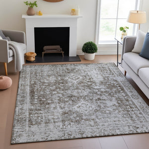 HomeRoots 5' X 8' Chocolate and Ivory Oriental Area Rug – Washable, Stain-Resistant, UV Protected Elegance 691988