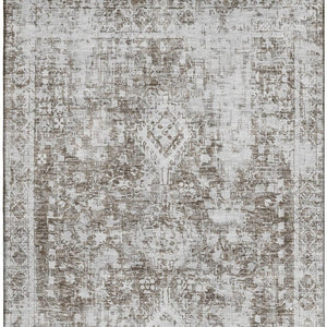 HomeRoots 5' X 8' Chocolate and Ivory Oriental Area Rug – Washable, Stain-Resistant, UV Protected Elegance 691988