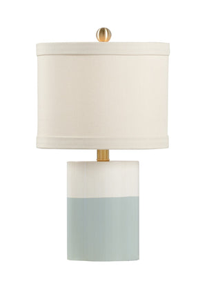 Chelsea House Banded Hand-Painted Cream & Blue Lamp With Antique Brass, Slim 19" Accent Light For Cozy Spaces 69199