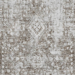 HomeRoots 8' Chocolate and Ivory Oriental Area Rug - Washable, Stain-Resistant, UV Protected for Homes 691990