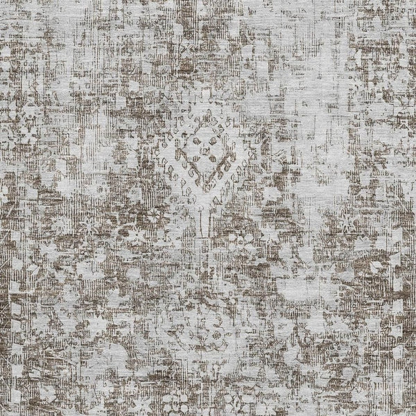 HomeRoots 8' Chocolate and Ivory Oriental Area Rug - Washable, Stain-Resistant, UV Protected for Homes 691990