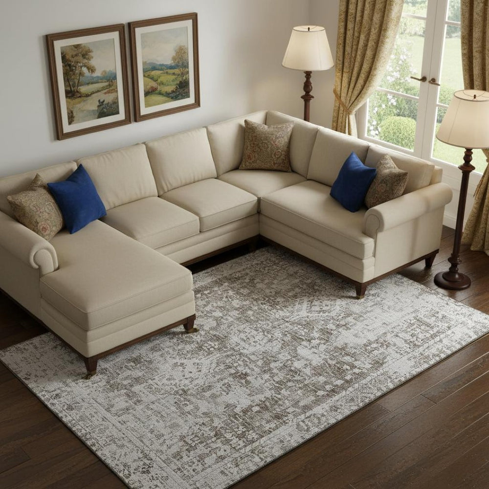 HomeRoots 9' X 12' Chocolate & Ivory Oriental Area Rug - Washable, UV-Protected, Stain-Resistant Beauty! 691991