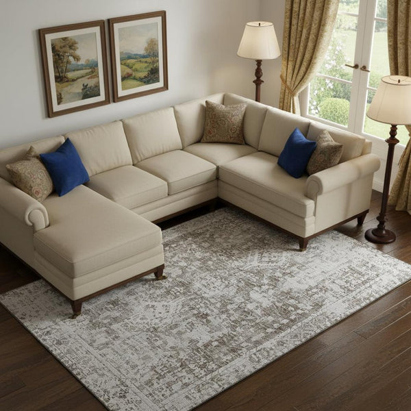 HomeRoots 9' X 12' Chocolate & Ivory Oriental Area Rug - Washable, UV-Protected, Stain-Resistant Beauty! 691991