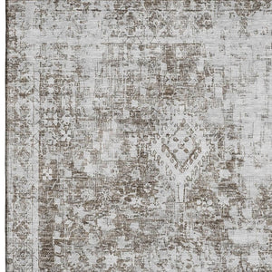 HomeRoots 9' X 12' Chocolate & Ivory Oriental Area Rug - Washable, UV-Protected, Stain-Resistant Beauty! 691991