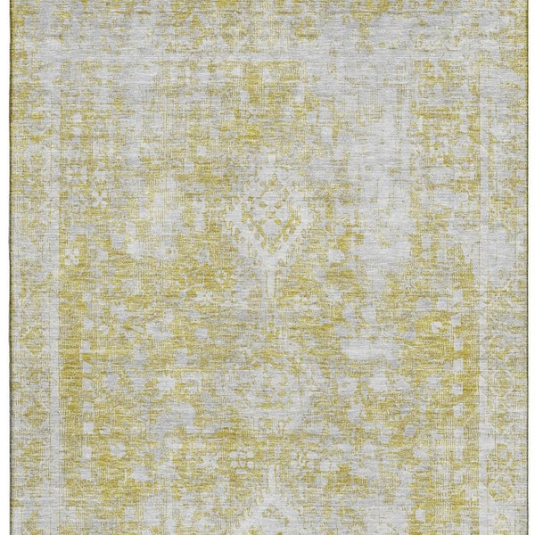 HomeRoots 5' X 8' Elegant Gold and Silver Oriental Washable Area Rug with UV Protection for Any Space 691994