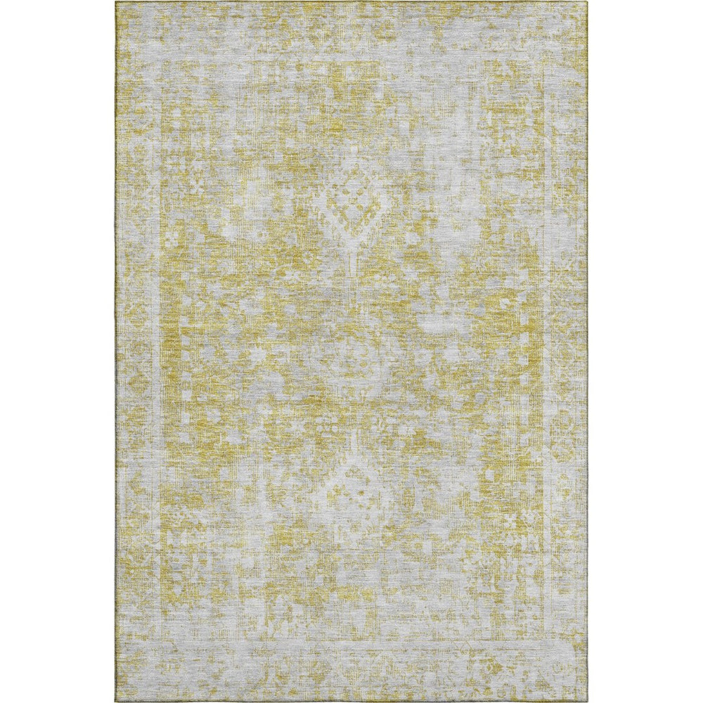 HomeRoots 8' Gold and Silver Oriental Area Rug - Washable, UV Protected, Pet-Friendly, Stylish & Durable Design 691996