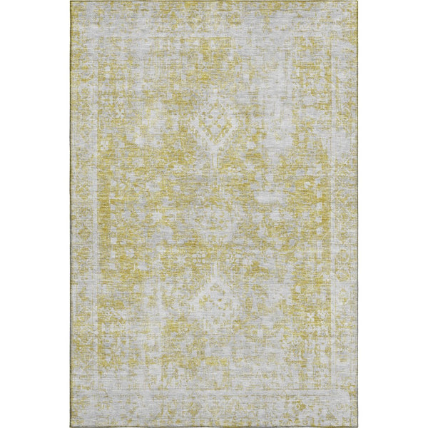 HomeRoots 8' Gold and Silver Oriental Area Rug - Washable, UV Protected, Pet-Friendly, Stylish & Durable Design 691996