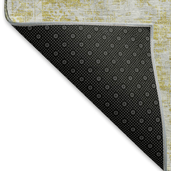 HomeRoots 8' Gold and Silver Oriental Area Rug - Washable, UV Protected, Pet-Friendly, Stylish & Durable Design 691996