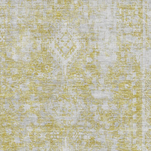 HomeRoots 8' Gold and Silver Oriental Area Rug - Washable, UV Protected, Pet-Friendly, Stylish & Durable Design 691996