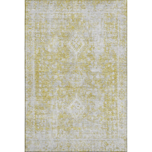 HomeRoots 9' X 12' Gold and Silver Oriental Area Rug - Washable, UV-Protected, Durable, and Stylish Flooring Choice 691997