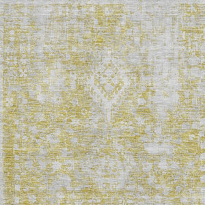 HomeRoots 9' X 12' Gold and Silver Oriental Area Rug - Washable, UV-Protected, Durable, and Stylish Flooring Choice 691997