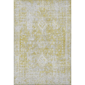 HomeRoots 10' X 14' Gold & Silver Washable Area Rug – Stain Resistant, UV Protected, Perfect for Family Spaces 691998