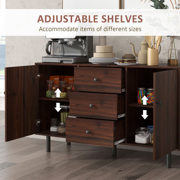 English Elm Homcom Rustic Buffet Cabinet With Adjustable Shelves, Drawers & Cupboards – Versatile Coffee Bar & Organizer W2225P200429