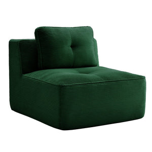 English Elm Armless Modular Sofa Seat Corduroy Upholstered Deep Cushion Living Room Lounge Chair Green W714P364691