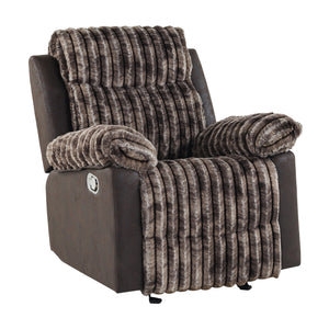 English Elm Bruni Plush Brown Glider Recliner with Manual Recline, 100% Polyester Upholstery & Foam Fill B201P299729