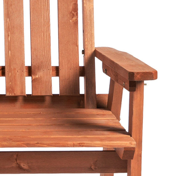 English Elm Outsunny Wooden Patio Bench With Center Table & Umbrella Hole – Stylish Outdoor Seating For Two W2225P217570-GIGA