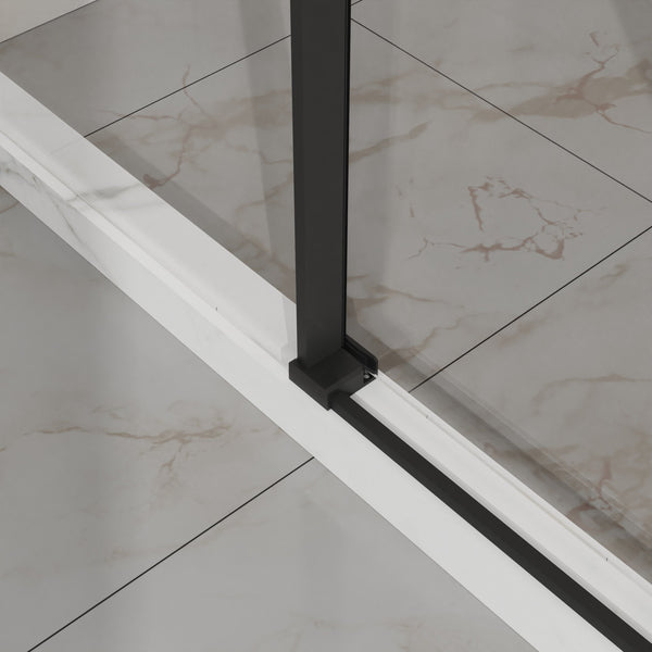 English Elm Goodyo 48" W X 72" H Modern Sliding Shower Door - Frameless Clear Glass, Easy-Clean Coating, Matte Black Hardware D163118741