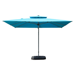 English Elm 9'x 11' Rectangle Cantilever Umbrella with Reinforced 9-Rib Frame, 360° Pedal Rotation, Tilt Adjustment Lake Blue W1859P337789